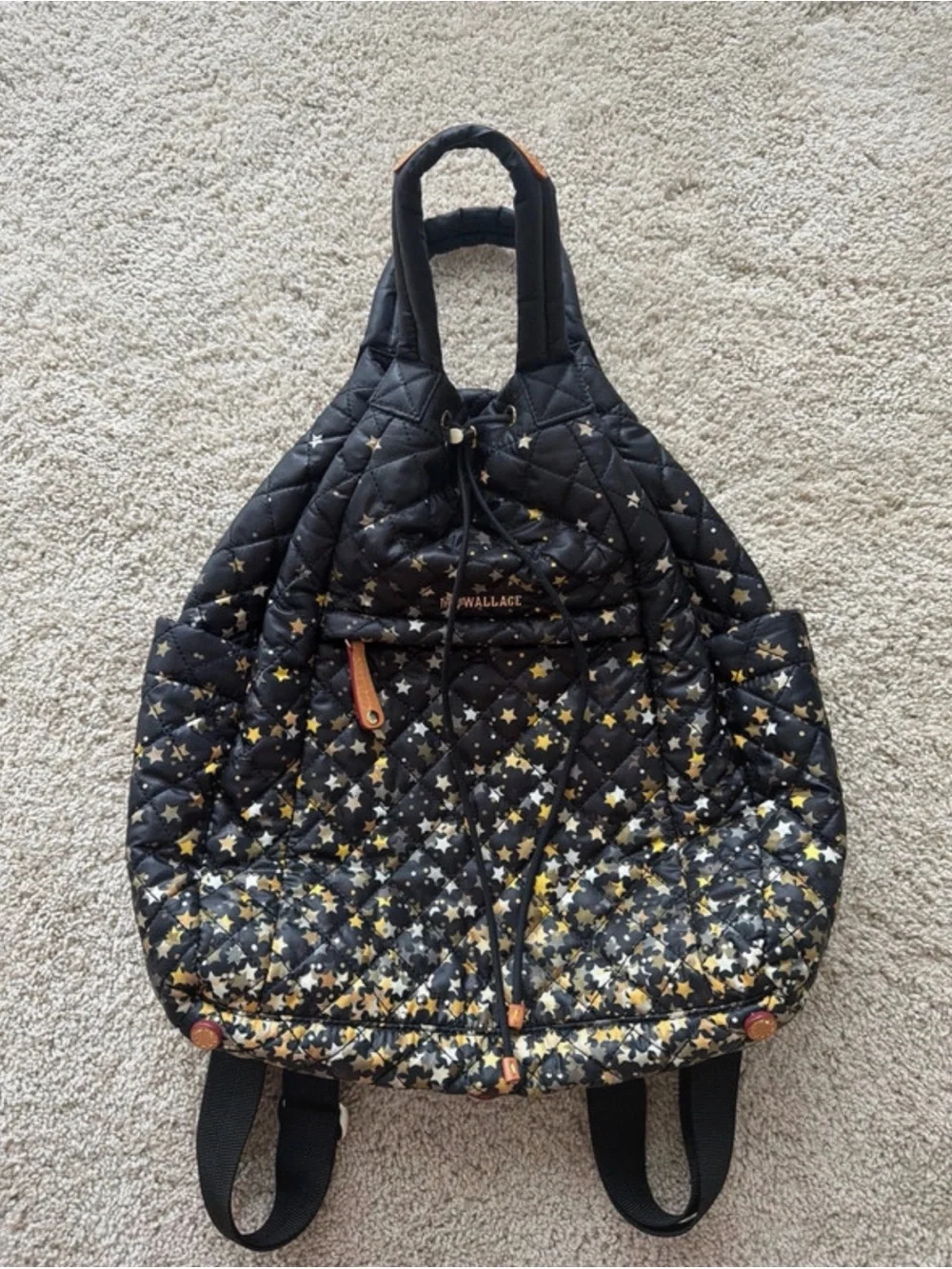 Mz Wallace Black & Gold Star Backpack Excellent Condition
